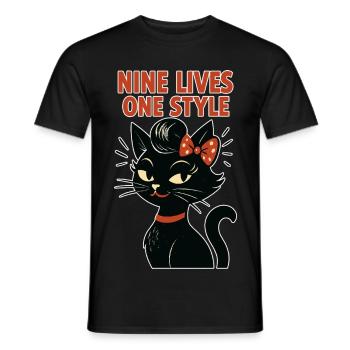 Rockabilly Cat: 50s Retro - Men's T-Shirt - black - Front - AI Model Male 178 light (178cm)