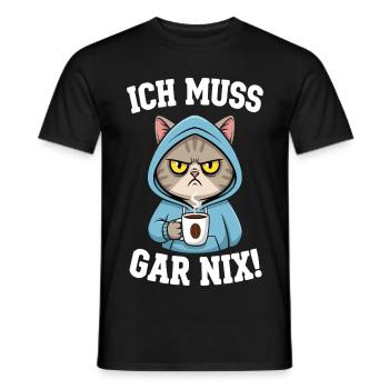 Je n'ai rien à faire, les chats - T-shirt homme - noir - Devant - AI Model Male 178 light (178cm)