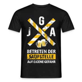 JGA Betreten der Saufstelle Warnhinweis  - Männer T-Shirt - Schwarz - Vorne - AI Model Male 178 light (178cm)
