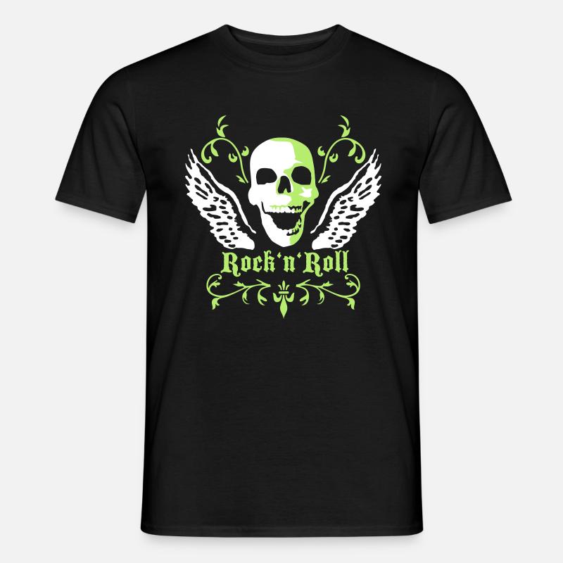rock_n_roll_skull_2c - Männer T-Shirt - Schwarz