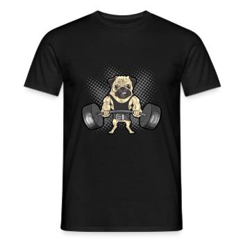 Mops lustiges Powerlifting Kreuzheben Mops Geschenk - Männer T-Shirt - Schwarz - Vorne - AI Model Male 178 light (178cm)