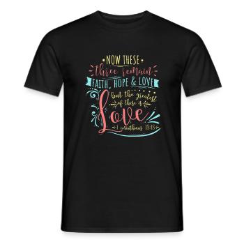 Faith Hope & Love Christian Scripture Lettering - Men's T-Shirt - black - Front - AI Model Male 178 light (178cm)