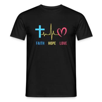 Foi Espoir Amour Christian Heartbeat - T-shirt homme - noir - Devant - AI Model Male 178 light (178cm)