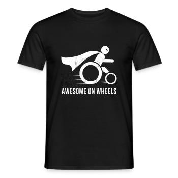 Awesome On Wheels Wheelchair Superhero Funny - Men's T-Shirt - black - Front - AI Model Male 178 light (178cm)