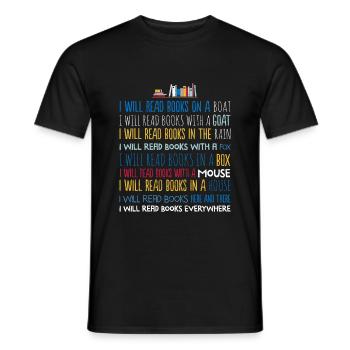 Ich werde Bücher auf einem Boot lesen und überall lesen - Männer T-Shirt - Schwarz - Vorne - AI Model Male 178 light (178cm)