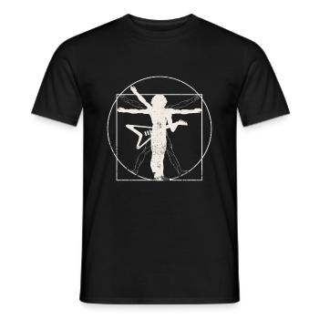 Vitruvian Electric Guitar Man Rock Music Gift - Men's T-Shirt - black - Front - AI Model Male 178 light (178cm)