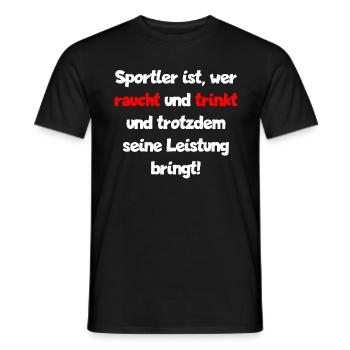 Sportler ist, wer raucht und trinkt... - Männer T-Shirt - Schwarz - Vorne - AI Model Male 178 light (178cm)