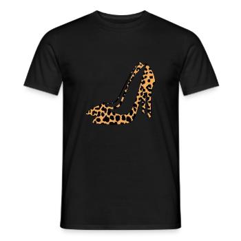 Leopard Animal Print Shoe High Heel Pump Stiletto - Men's T-Shirt - black - Front - AI Model Male 178 light (178cm)