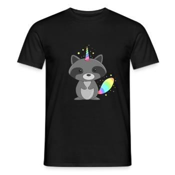 Magisches Racoonicorn Sparkly Hybrid Animal Tee - Männer T-Shirt - Schwarz - Vorne - AI Model Male 178 light (178cm)
