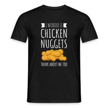 I Wonder If Chicken Nuggets - Funny Fast Food - Men's T-Shirt - black - Front - AI Model Male 178 light (178cm)