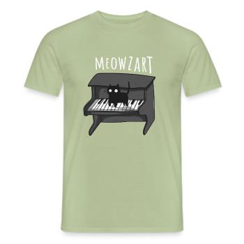 Meowzart The Classical Music Cat Super Cool Kitty - Men's T-Shirt - sage - Front - AI Model Male 178 light (178cm)
