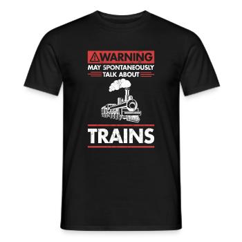 Warning May Talk About Trains Hobby Train Lover - Men's T-Shirt - black - Front - AI Model Male 178 light (178cm)