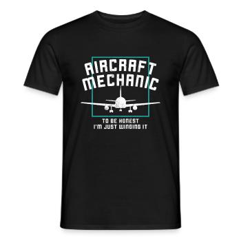 Mécanicien d'avion drôle, je suis juste en train de le voler - T-shirt homme - noir - Devant - AI Model Male 178 light (178cm)
