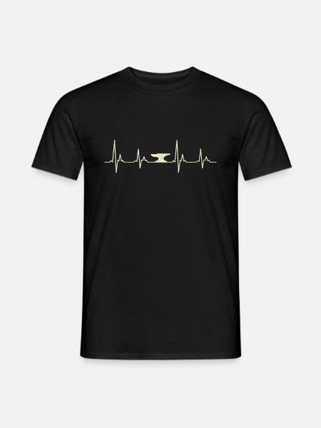 Lustiger Schmiedeamboss-Herzschlag-Schmied - Männer T-Shirt - Schwarz