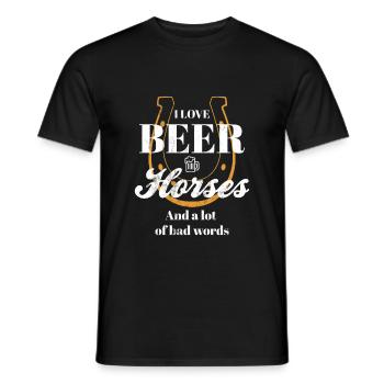 Love Horse and Beer Drink Humour drôle - T-shirt homme - noir - Devant - AI Model Male 178 light (178cm)