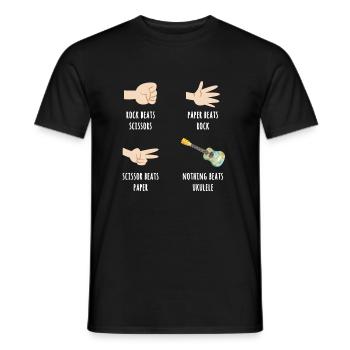 Ukulélé Rock Beats Scissors, Nothing Beats - T-shirt homme - noir - Devant - AI Model Male 178 light (178cm)