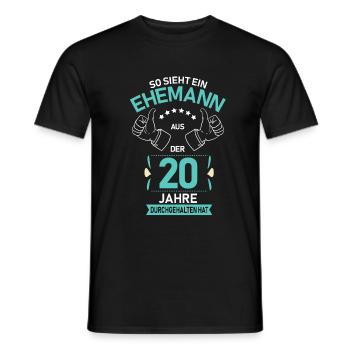 20. Hochzeitstag Porzellanhochzeit Geschenk - Männer T-Shirt - Schwarz - Vorne - AI Model Male 178 light (178cm)