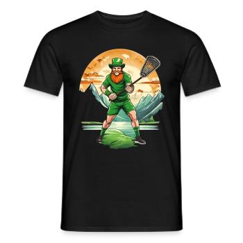 St. Patrick's Day Kleeblatt Lacrosse - Männer T-Shirt - Schwarz - Vorne - AI Model Male 178 light (178cm)