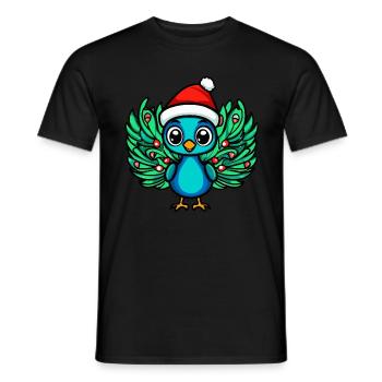 Peacock Bird Christmas - Men's T-Shirt - black - Front - AI Model Male 178 light (178cm)