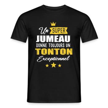 Frère jumeau cadeau drôle naissance futur tonton - T-shirt homme - noir - Devant - AI Model Male 178 light (178cm)