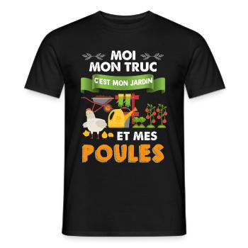 Jardin et poules cadeau humour nature et jardinage - T-shirt homme - noir - Devant - AI Model Male 178 light (178cm)
