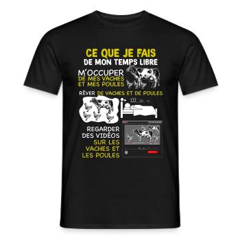Mes Vaches et mes Poules humour agriculteur - T-shirt homme - noir - Devant - AI Model Male 178 light (178cm)