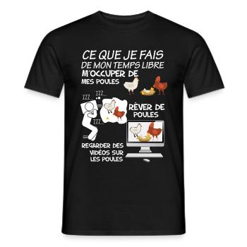 Mes Poules mon temps libre ma passion - T-shirt homme - noir - Devant - AI Model Male 178 light (178cm)