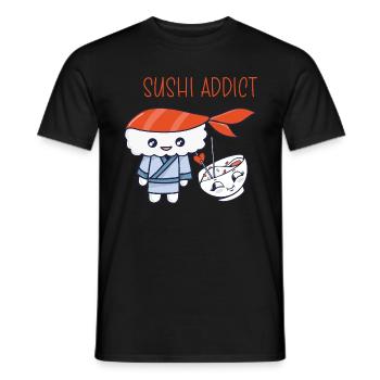 Kawaii Japanese Food Salmon Salmon Sushi Roll - Men's T-Shirt - black - Front - AI Model Male 178 light (178cm)
