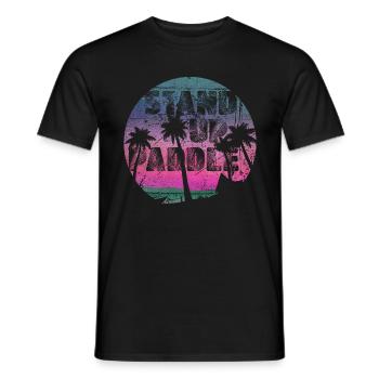 Stand up paddle | SUP | Coucher de soleil fille - T-shirt homme - noir - Devant - AI Model Male 178 light (178cm)