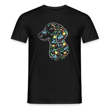Fleurs de teckel I - T-shirt homme - noir - Devant - AI Model Male 178 light (178cm)