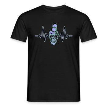 Heartbeat Skater Skateboard Skull Skull - Men's T-Shirt - black - Front - AI Model Male 178 light (178cm)