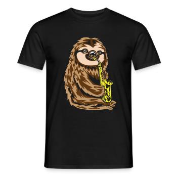 Jazz Sloth - saxophone playing sloth - Men's T-Shirt - black - Front - AI Model Male 178 light (178cm)