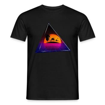 80s palms triangle grunged - Men's T-Shirt - black - Front - AI Model Male 178 light (178cm)