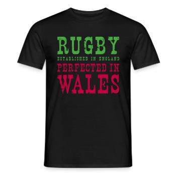 Rugby Perfected In Wales Rugby - Männer T-Shirt - Schwarz - Vorne - AI Model Male 178 light (178cm)