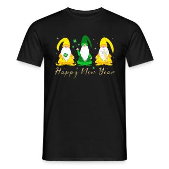 Happy New Year gnome imp - Men's T-Shirt - black - Front - AI Model Male 178 light (178cm)
