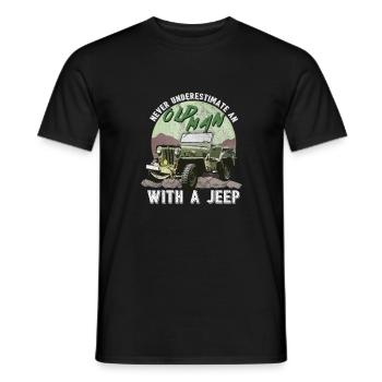 Vieil homme avec une jeep - T-shirt homme - noir - Devant - AI Model Male 178 light (178cm)