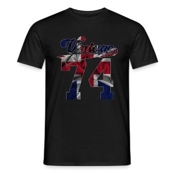 52E ANNIVERSAIRE MILLÉSIME BRITANNIQUE 1974 - T-shirt homme - noir - Devant - AI Model Male 178 light (178cm)