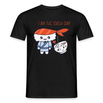 Kawaii Japanese Food Salmon Salmon Sushi Roll - Men's T-Shirt - black - Front - AI Model Male 178 light (178cm)