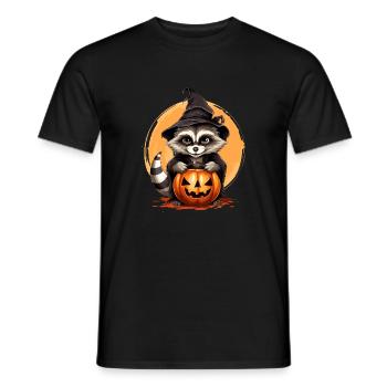 Halloween Mignon Raton Laveur Creepy Pumpkin Wizard - T-shirt homme - noir - Devant - AI Model Male 178 light (178cm)