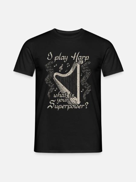 Cadeau de harpiste harpiste harpe - T-shirt homme - noir