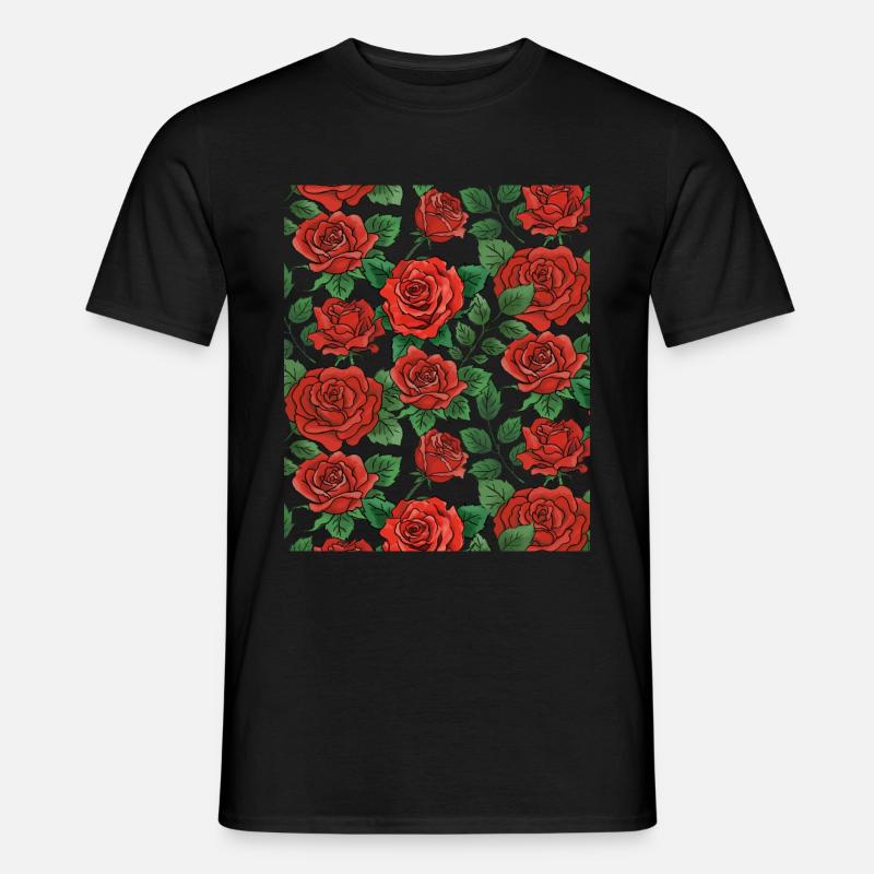 Rosen Muster - Männer T-Shirt - Schwarz