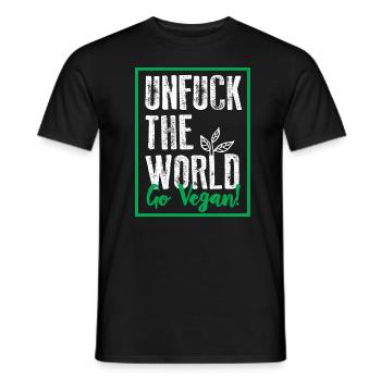 unfuck the world go vegan - Männer T-Shirt - Schwarz - Vorne - AI Model Male 178 light (178cm)