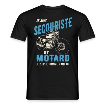 secouriste et motard l'homme parfait - T-shirt homme - noir - Devant - AI Model Male 178 light (178cm)