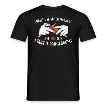 Ne pas tricoter dangereusement avec des marqueurs de point - T-shirt homme - noir - Devant - AI Model Male 178 light (178cm)