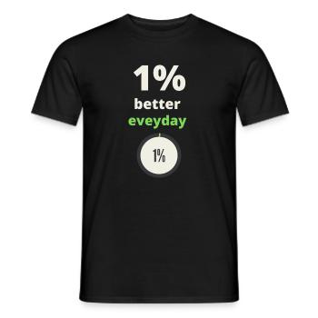 1% better everyday motivational quote typography - Men's T-Shirt - black - Front - AI Model Male 178 light (178cm)