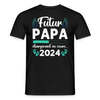 Futur papa 2024 annonce naissance cadeau pour père - T-shirt homme - noir - Devant - AI Model Male 178 light (178cm)