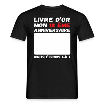 Livre d' or mon 18 ème anniversaire cadeau - T-shirt homme - noir - Devant - AI Model Male 178 light (178cm)