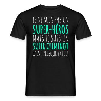 Super cheminot humour conducteur de train cadeau - T-shirt homme - noir - Devant - AI Model Male 178 light (178cm)