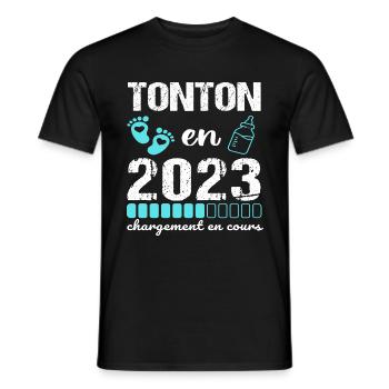 Tonton en 2023 annonce naissance cadeau oncle - T-shirt homme - noir - Devant - AI Model Male 178 light (178cm)