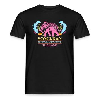 SongKran Festival of Water Thailand - Men's T-Shirt - black - Front - AI Model Male 178 light (178cm)